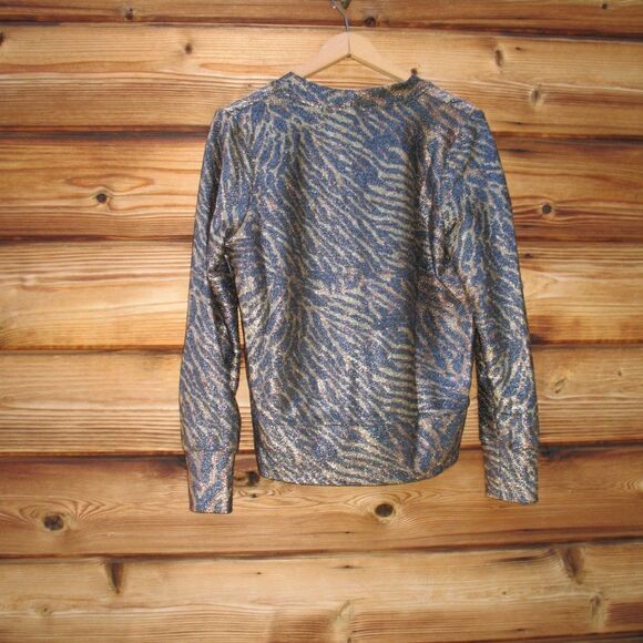 NWT GANNI Metallic Jersey Animal Print Cardigan Top - Picture 5 of 9